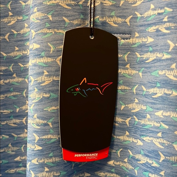 Brand New Greg Norman Blue Gray Fish design Golf Polo Breathable Stretch Fabric - Picture 2 of 12